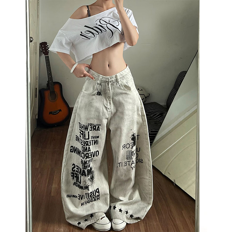 Street Fashion Y2K - Женские джинсы Y2K в винтажном американском