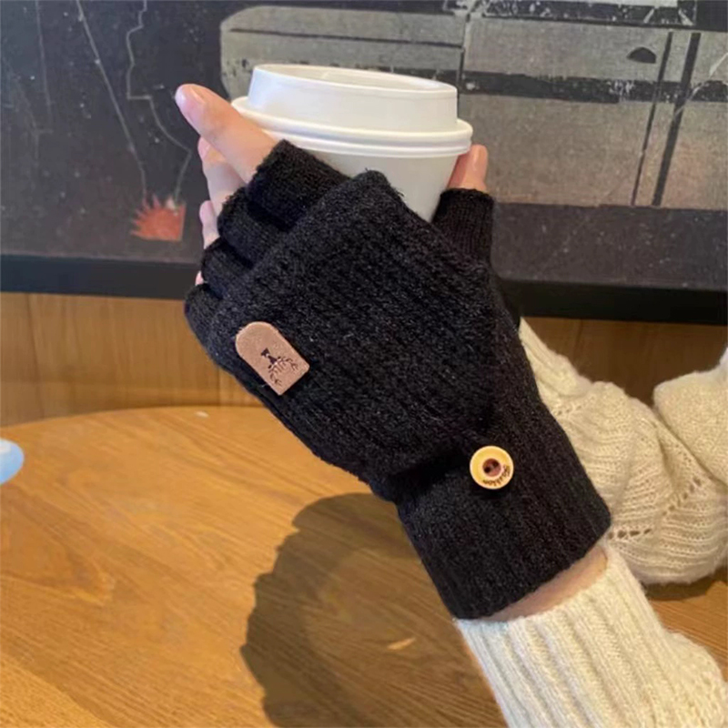 Street Fashion Gloves - Вязаные перчатки без пальцев, зимние утолщенные