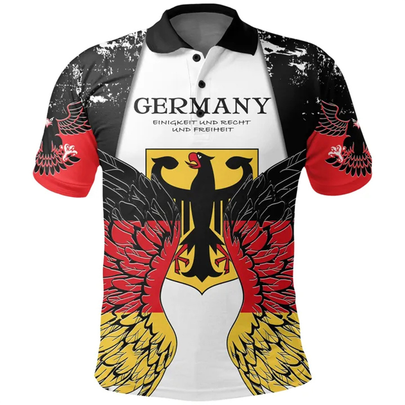 Street Fashion Germany - Рубашка-поло с немецким гербом для мужчин,