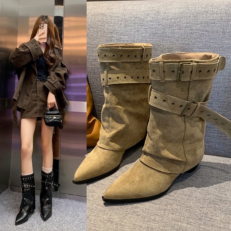 Street Fashion Winter 2025 - 2025 Женские зимние ботинки с острым