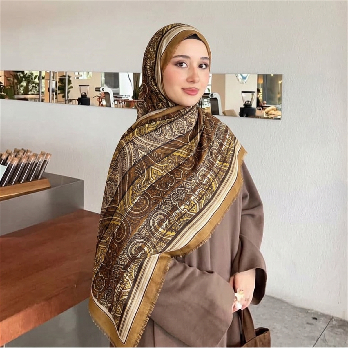 Street Fashion Hijab - Винтажный платок-хиджаб с узором пейсли, мягкий
