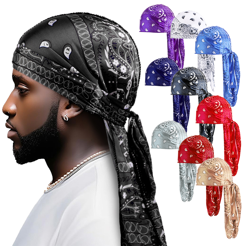 Street Fashion Hijab - Шелковистые банданы Durag с принтом амеби,