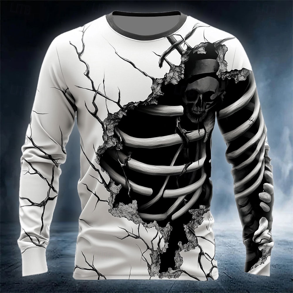 Street Fashion Y2K - Забавная мужская футболка с 3D-принтом черепа,